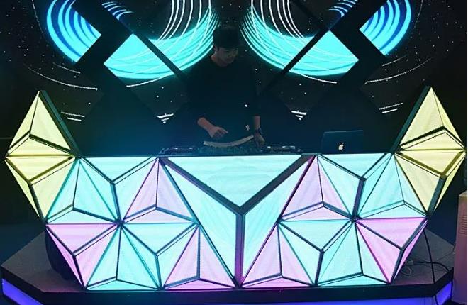 triangle LED DJ booth