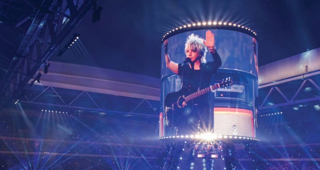 INFiLED Tiantan X built 360 degree semi-transparent LED display for the Central Tour of the French band Indochine