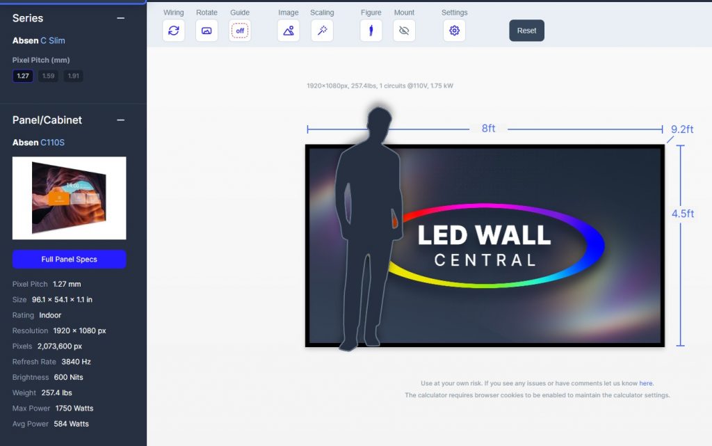 LED wall calculator - Absen C Slim