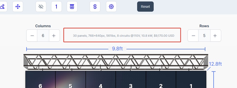 LED wall calculator auto calculation of results