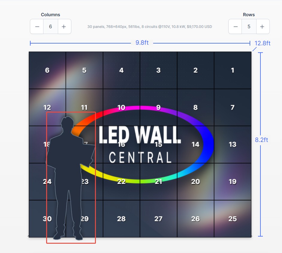 ledwallcentral LED wall calculator - figure
