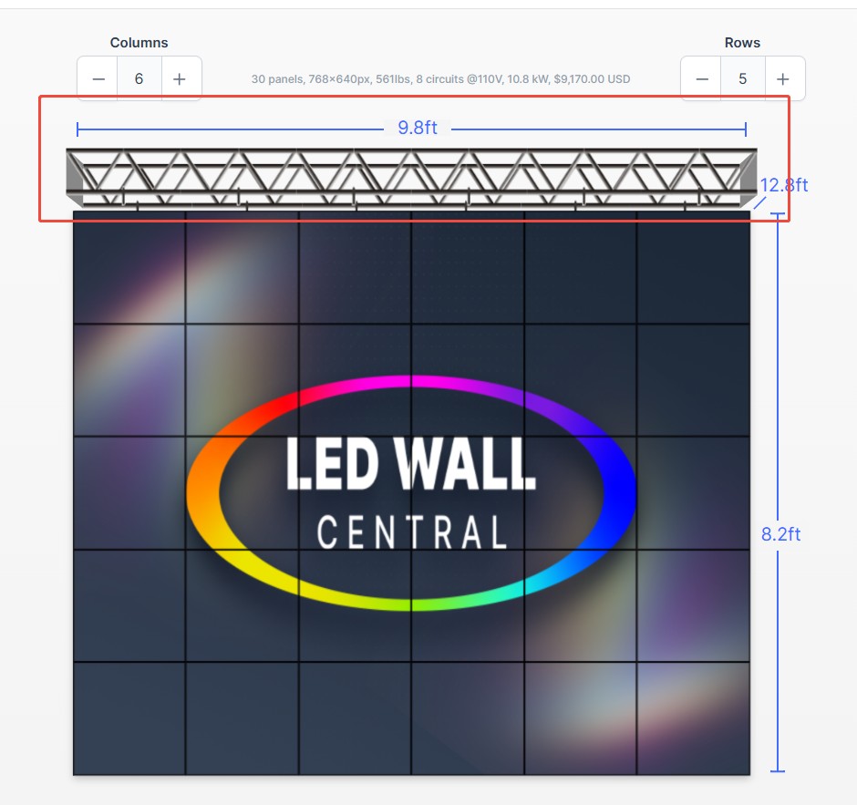 LEDwallcentral LED wall calculator - mount