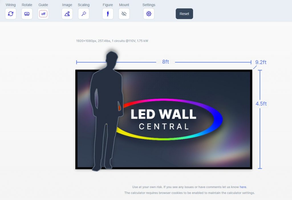 LEDwallCentral LED wall calculator - project editor